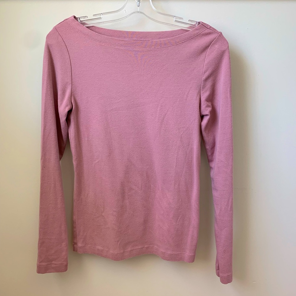GAP Pima Cotton Long Sleeve Shirt in Dusty Mauve